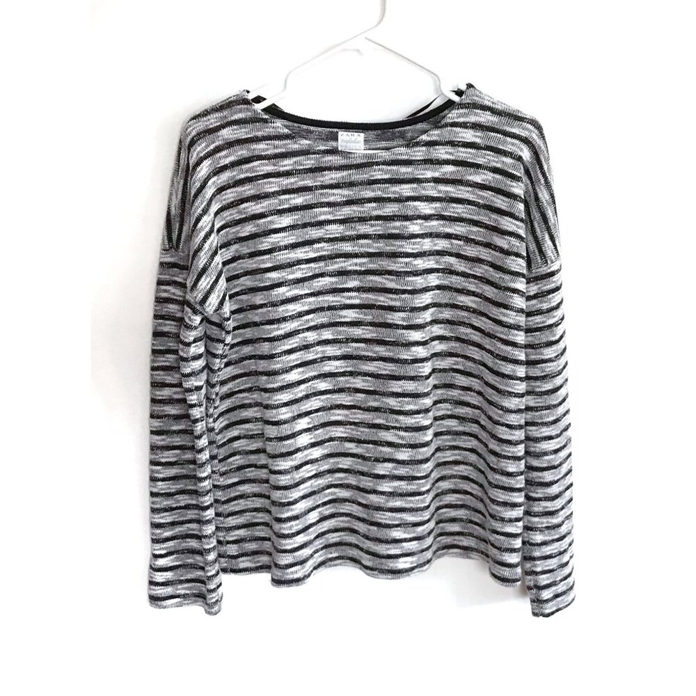 Zara Black and Grey Striped Lightweight Sweater Med